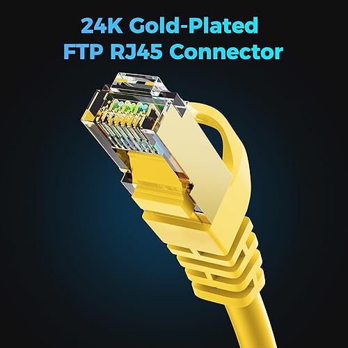 Miniatura 5 de Cable Ethernet Cat 7 de 30 pies, cable de Internet de alta velocidad de 10 Gbps, blindado SFTP, cobre puro OFC, cable de red LAN RJ45 CAT7