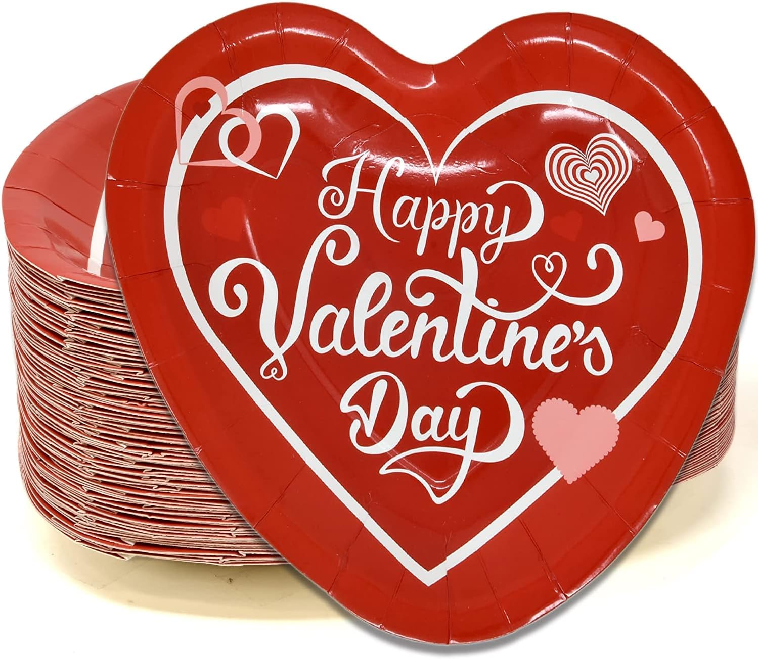 Whaline Valentine's Day Paper Plates Heart Shaped