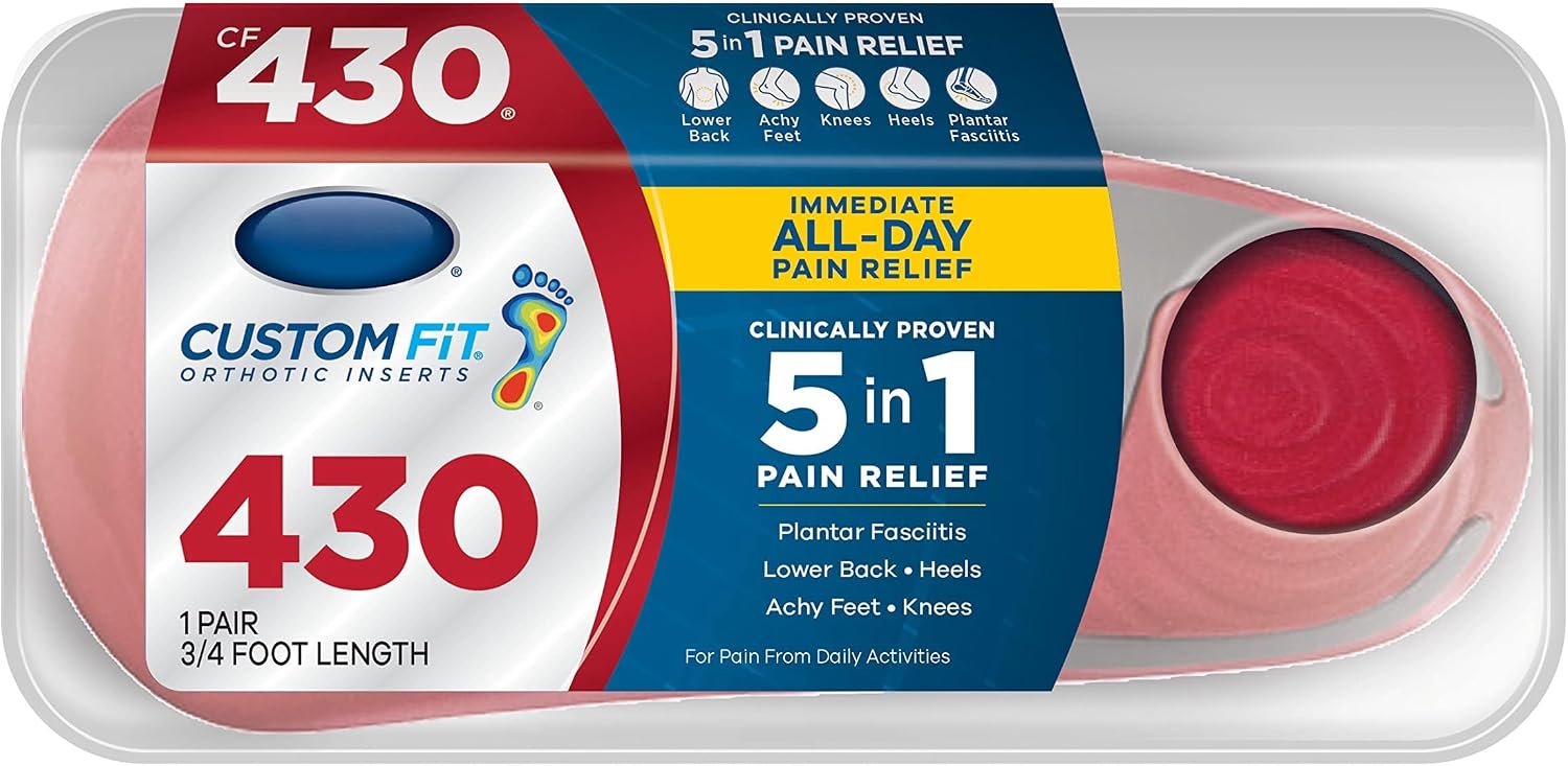 Custom Fit Orthotics 3/4 Length Inserts CF 430, Arch Support Insoles for Men Women, Get Clinically Proven All-Day Relief from Lower Back, Knee, Plantar Fasciitis & Heel Pain, Achy Feet.