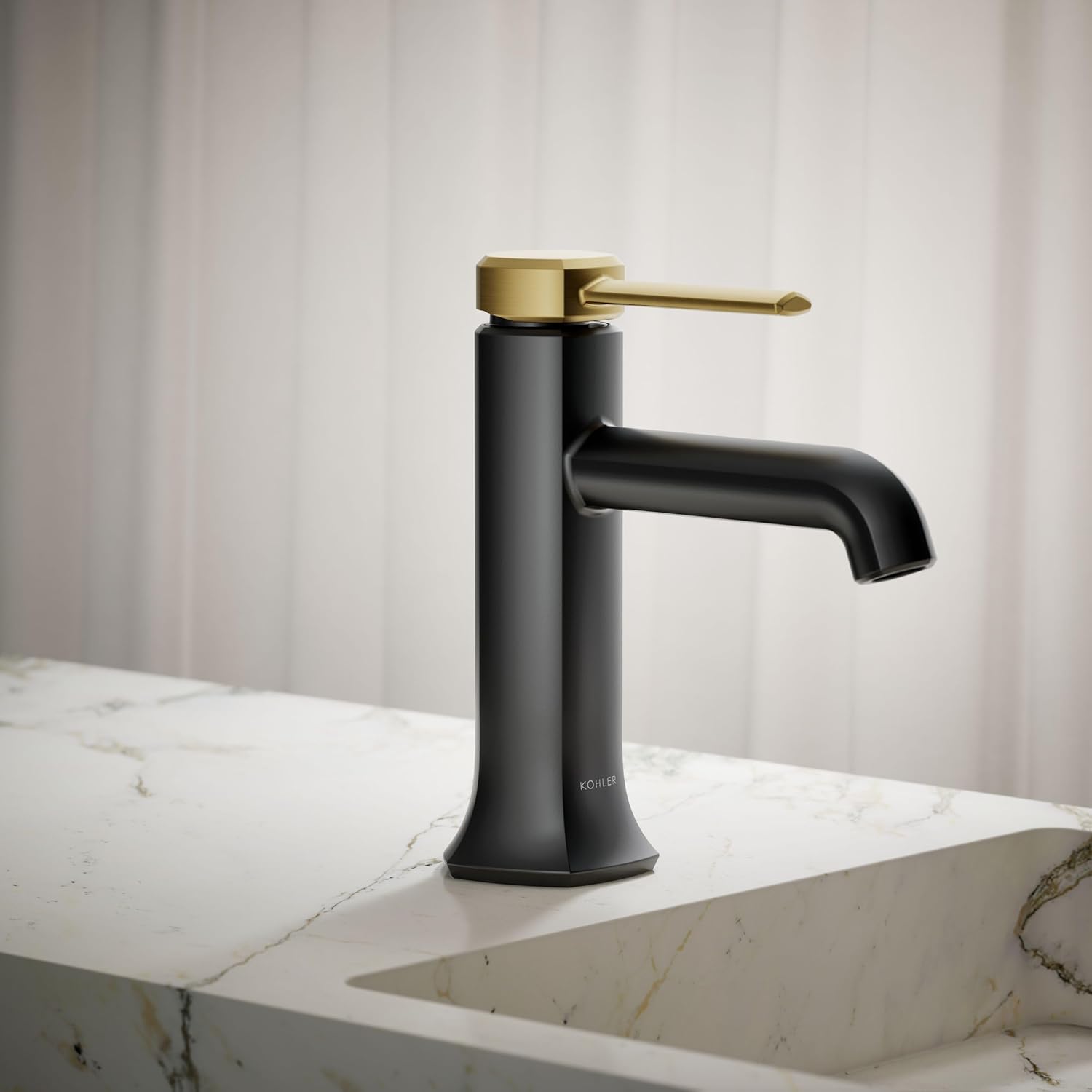 Kohler 27000-4-BMB Occasion® Single-Handle Bathroom Sink Faucet, 1.2 gpm, Matte Black with Brushed Moderne Brass