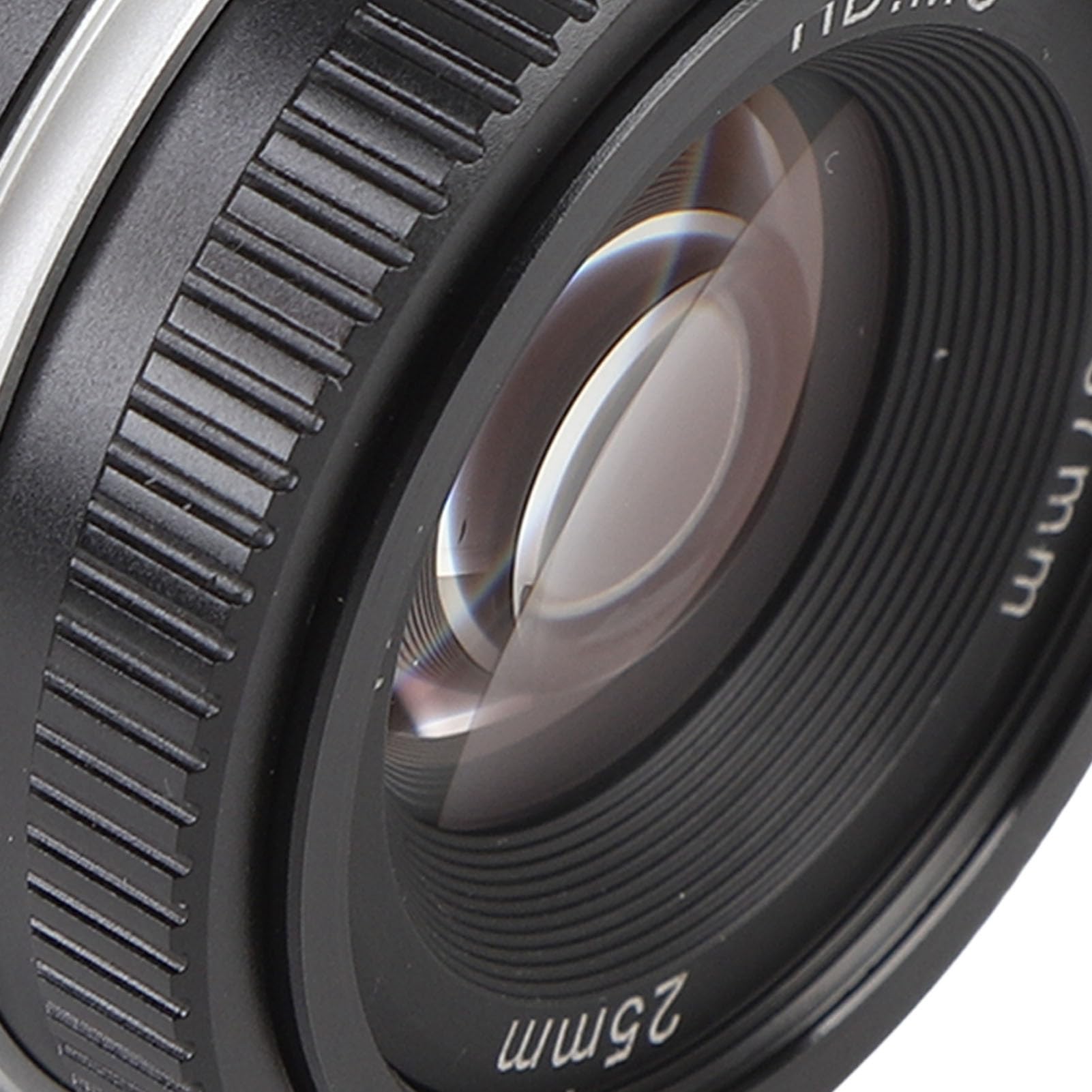 Ręczny Obiektyw Aparatu 25 Mm F1.7, Obiektyw z ręczną regulacją Ostrości o Dużej Przysłonie i przednią pokrywką, do Aparatu Bezlusterkowego G1 G3 G5 G6 G7 M4 3 z Mocowaniem 3 (BLACK)