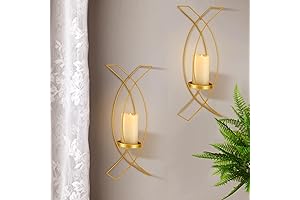 Gold Candle Sconce Set of 2 for Wall Mount Decoration