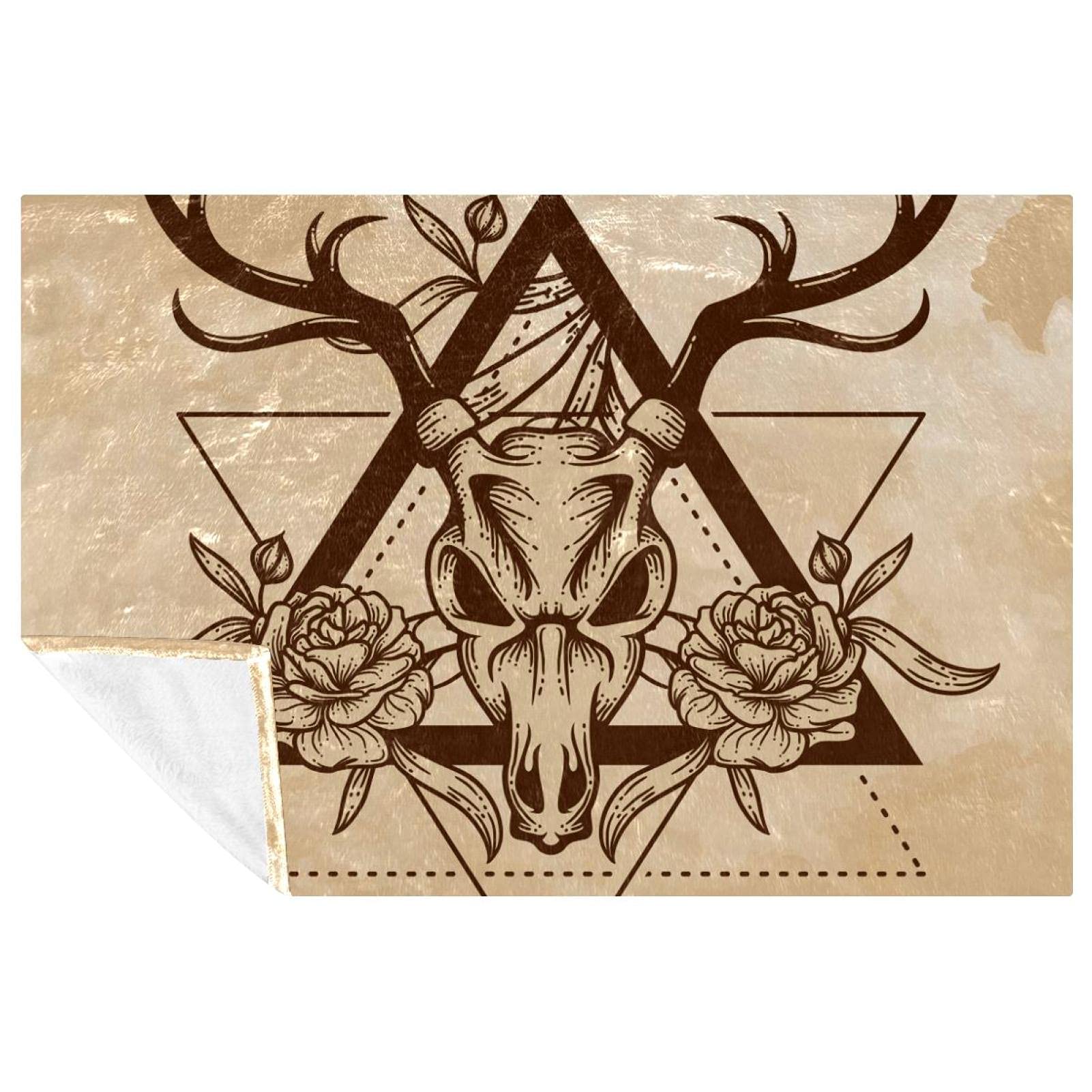 Couverture douce et chaude tête de cerf, le plaid vintage isolant