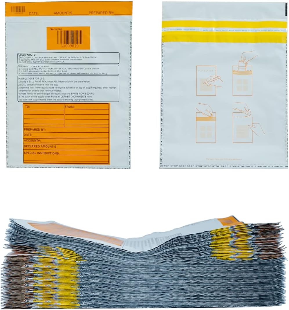 Deposit Bags 9" x 12" Cash Deposit Bag【4 × Security Protections】Money Deposit Bag (500)
