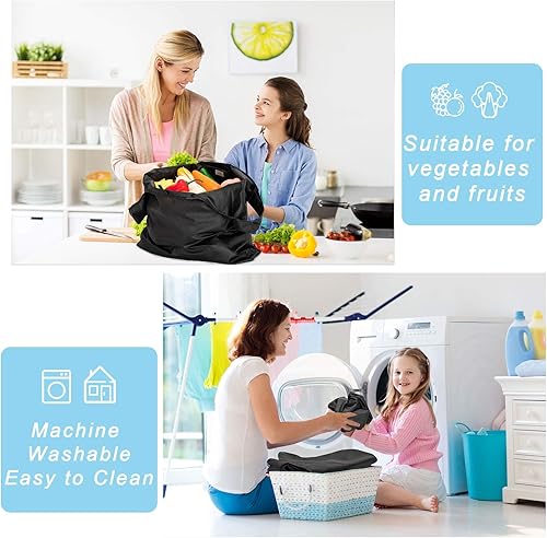 Miniatura 6 de Bolsas grandes reutilizables para compras, lavables, plegables, paquete de 6 bolsas de comestibles, resistentes, ligeras, plegables, bolsas de