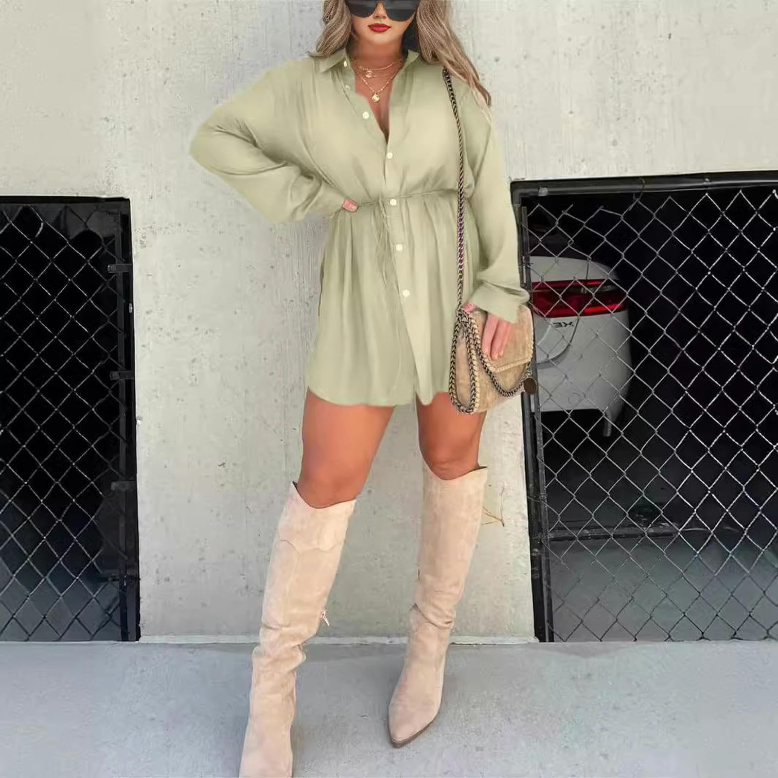 Body con Cintura Allacciata alla Moda Estiva da Donna - Grigio Chiaro - XL