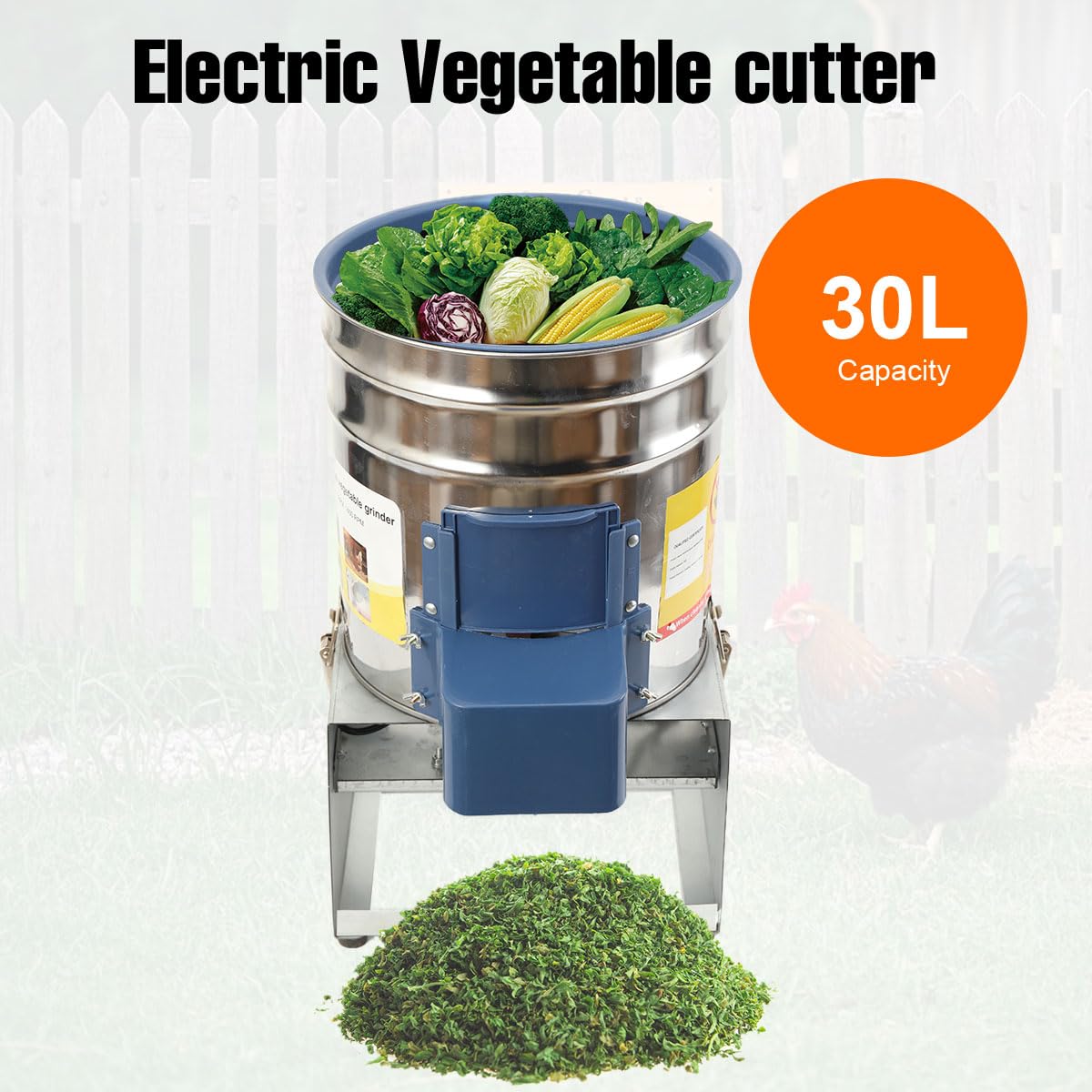550W 220V Gemüseschneider Futterhäcksler Grünfutterschneider Edelstahl | 30L kapazität 400kg/h Grasschneider Grashalmeschneider Melonenschneider, Hühner- und Entenzucht