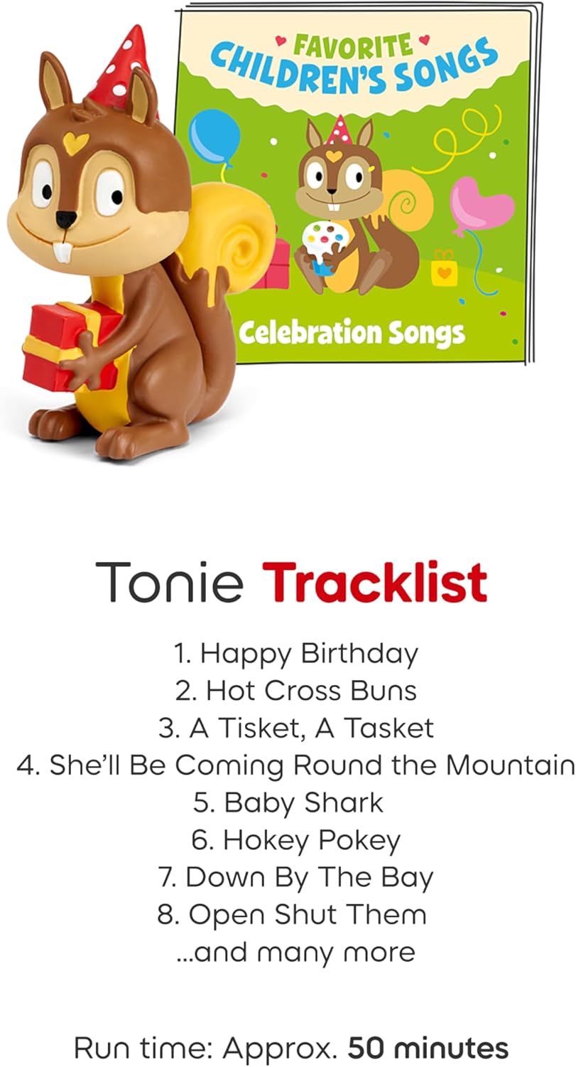 Toniebox 2 Audio Player Favorite Songs Bundle for Kids 1+ with Playtime Puppy, Bedtime Songs, Counting Songs, and Celebration Songs - Sunset Red