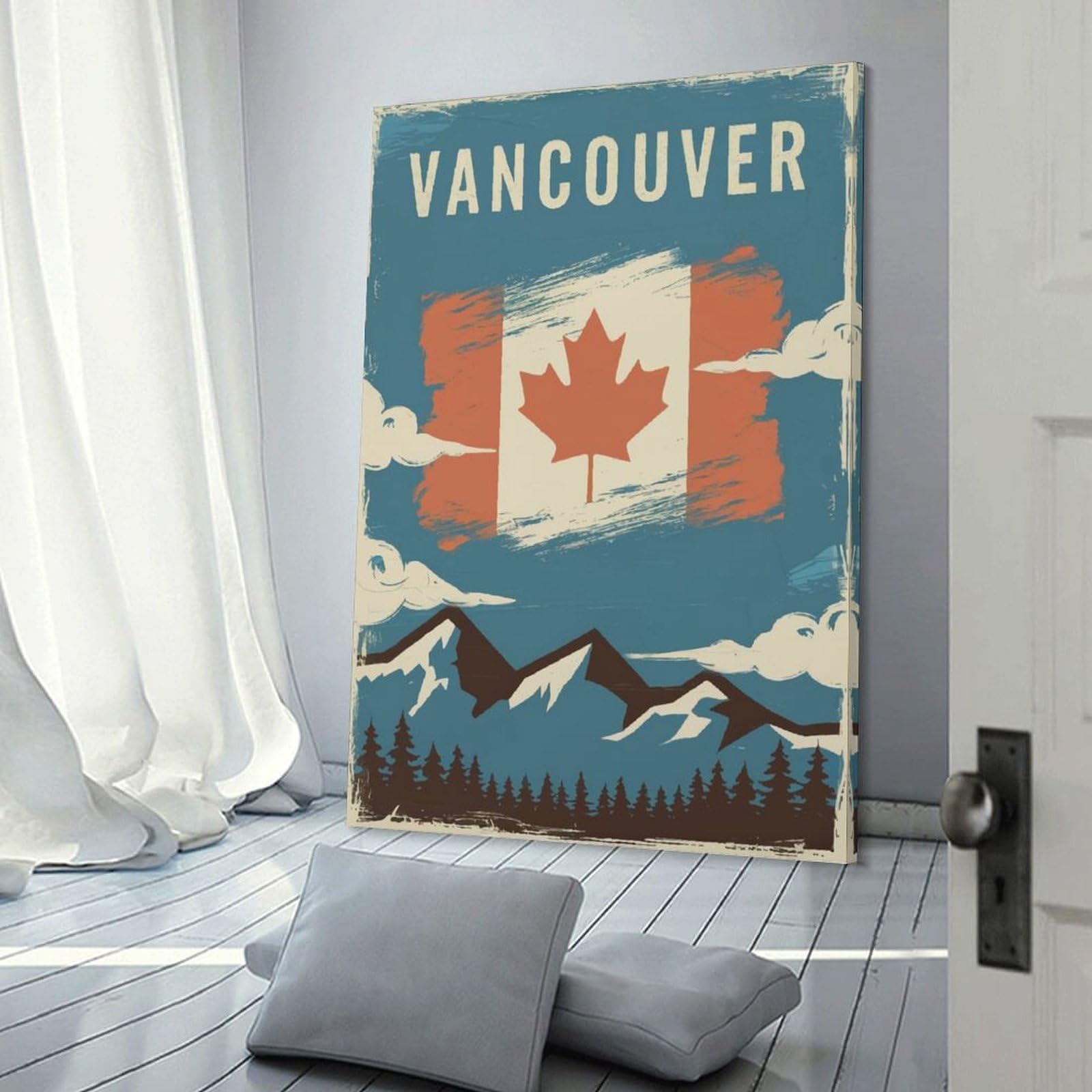 Junmoney Vancouver Vintage Room Decor Wall Art, 20x30inch(50x75cm), for Front Hall, Corridor Or Welcome Spaces, A Neat Decor Update for Hallways