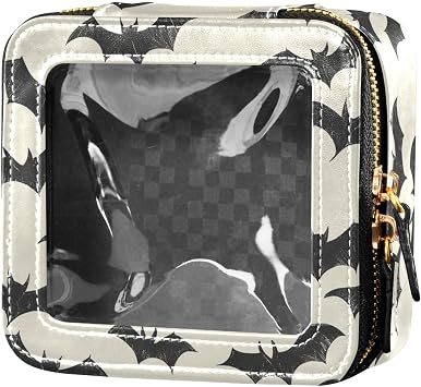 Clear Makeup Bag Halloween Black Bats Travel Toiletry Bag with Zipper Small MakeUp Organizer Travel Essentials Cosmetic Bags for Women