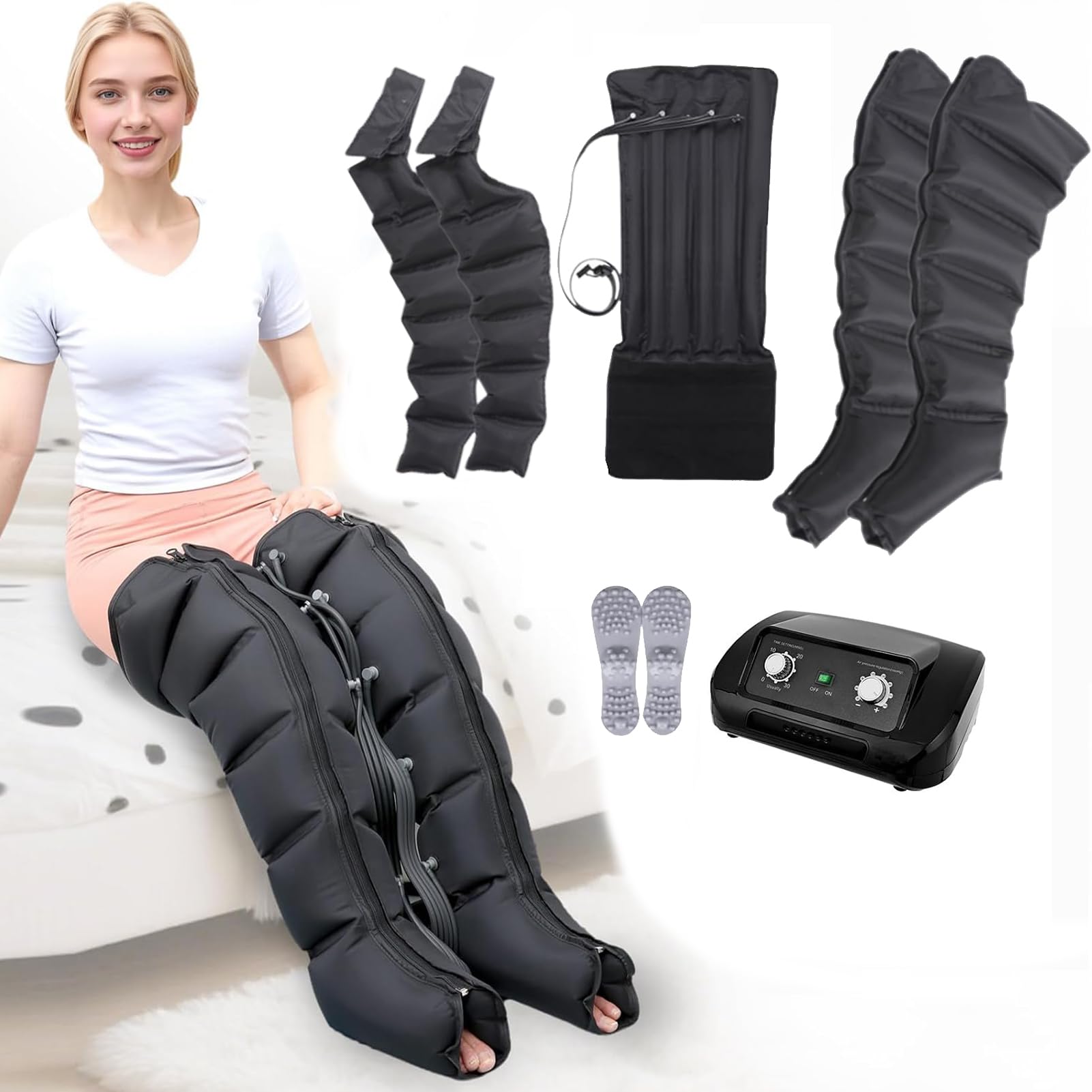 SXSLTSA Pressotherapy And Lymphatic Drainage, Pressotherapy Machine For Home With 6 Cavity, Compression Boots, Air Compression Massage Boots For Circulation, Lipedema Legs Treatment, 0–30 min