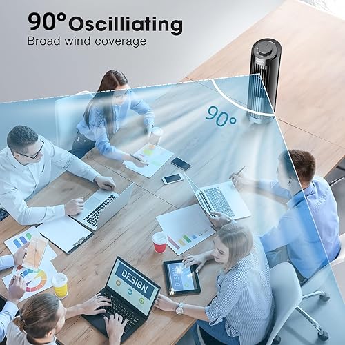 Miniatura 3 de Grelife Ventilador de torre de 13 pulgadas con controles remotos, 3 ajustes de velocidad, oscilación de 90, temporizador de 7.5, ultra silencioso