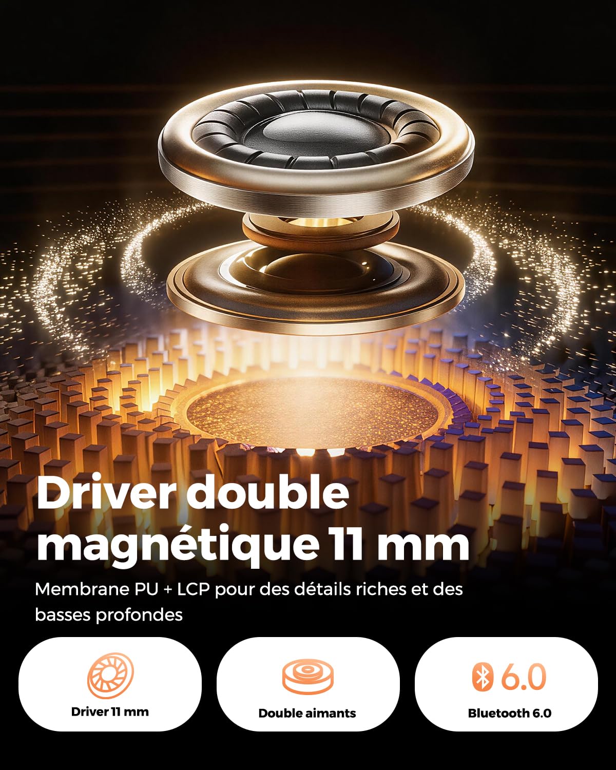 truefree HD-200 Écouteurs Bluetooth in-Ear Tour de Cou Magnétiques, Casque Bluetooth 6.0, 11mm Double Aimant, Son 360°, Appels IA Clairs, 20h Autonomie, IP67 Étanche, Mode Jeu, Double Connexion