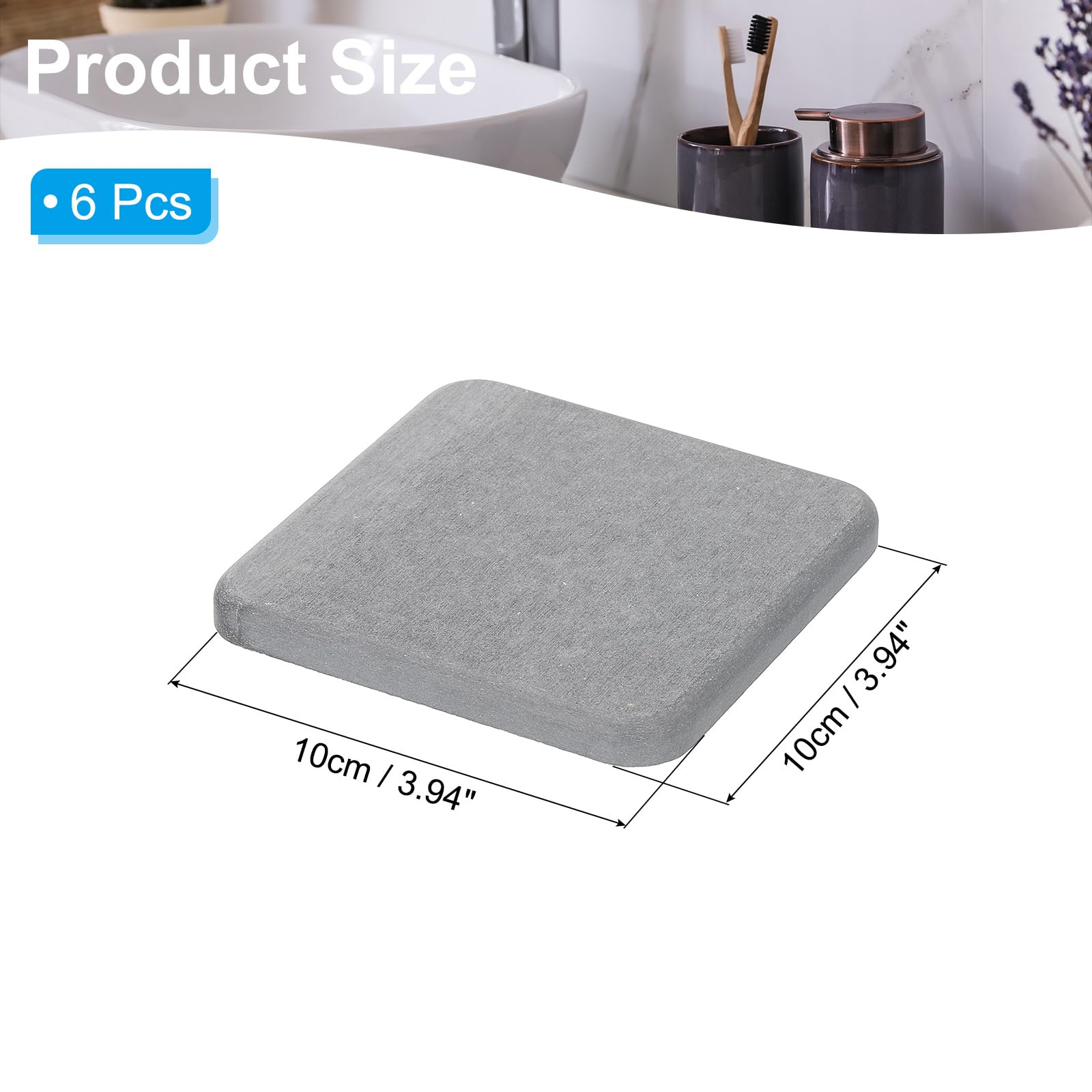 PATIKIL Square Diatomite Drink Coasters 4inch - Image 2