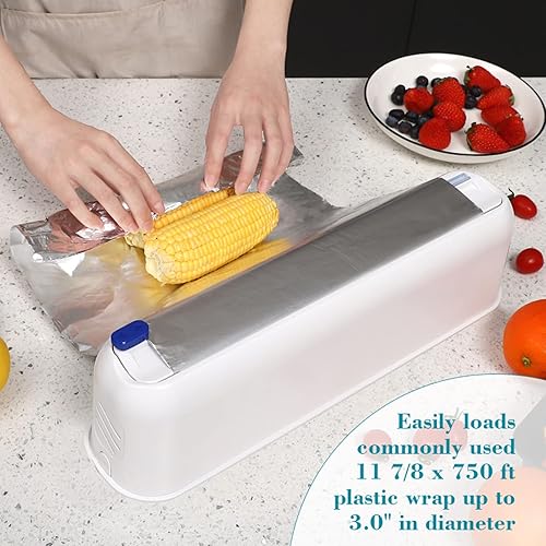 Miniatura 2 de Levvohd Dispensador de plástico de montaje en pared con cortador, grande compatible con película adhesiva de 12 x 750 pies, soporte de papel de