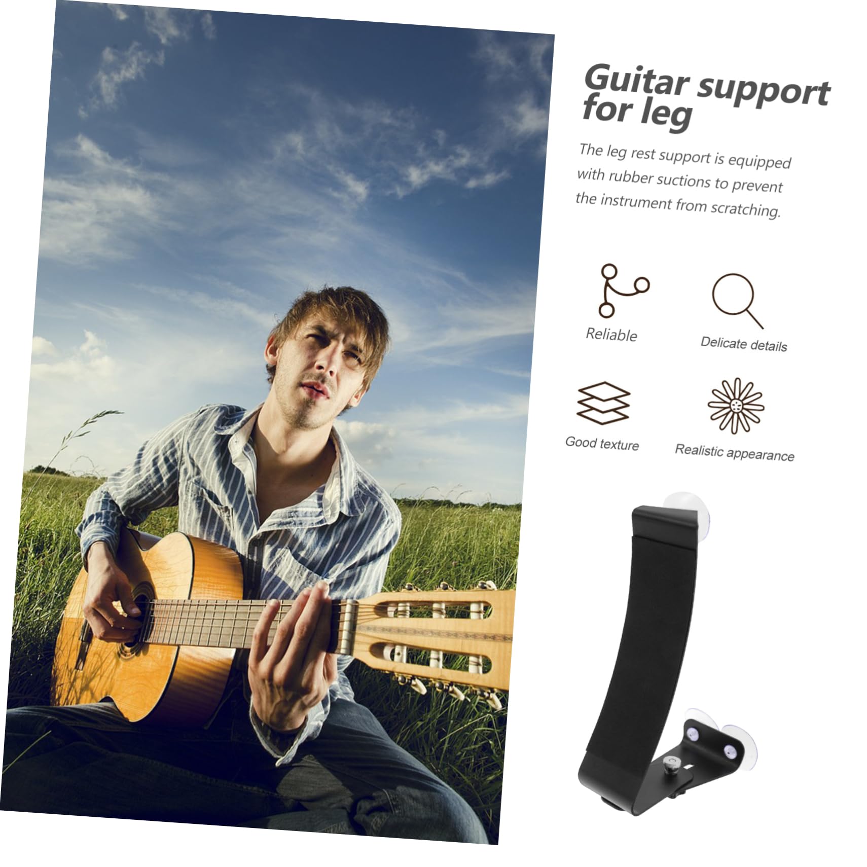 FAVOMOTO Acoustic Guitar Leg Rest Holder Adjustable Support for Classical Instruments Portable and Comfortable Design Suction Cups for Stage Performances and Display