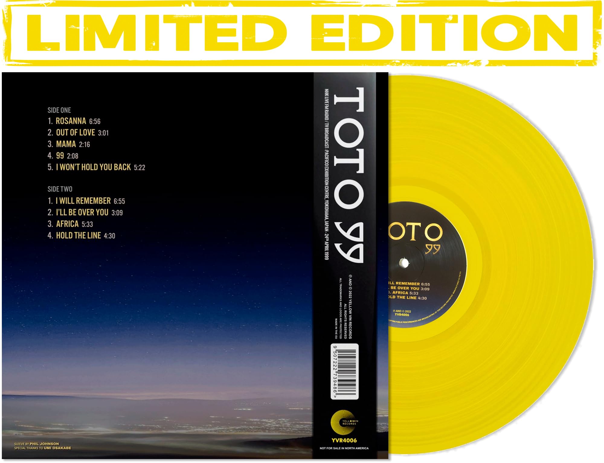Toto 99 Live In Yokohama Japan 1999 Édition limitée couleur