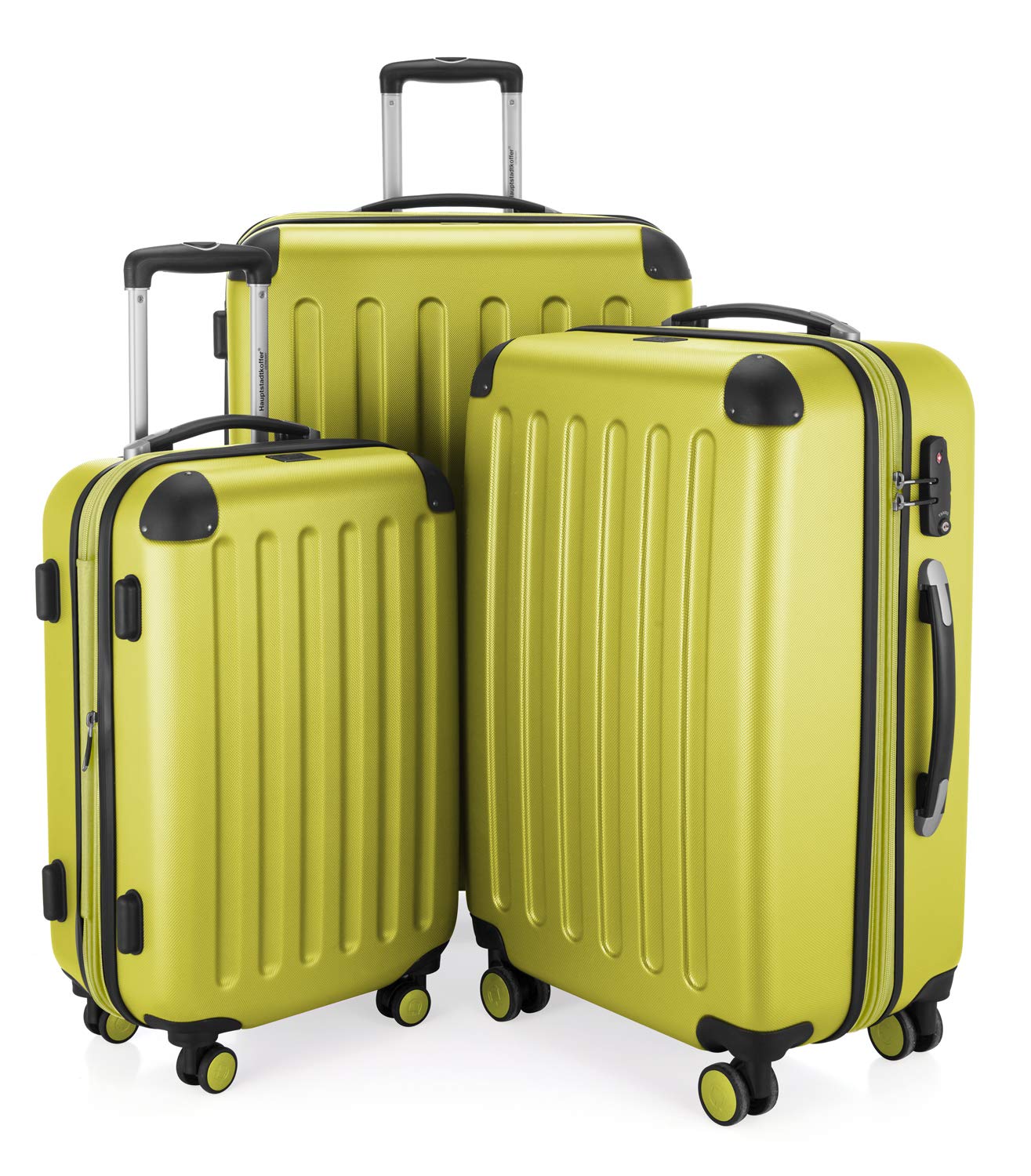 Hauptstadtkoffer - SPREE - Set di 3 valigie, Valigie rigide, Trolley con 4 doppie ruote, Bagaglio da viaggio opaco, Set da viaggio, TSA, (S, M e L), Farn