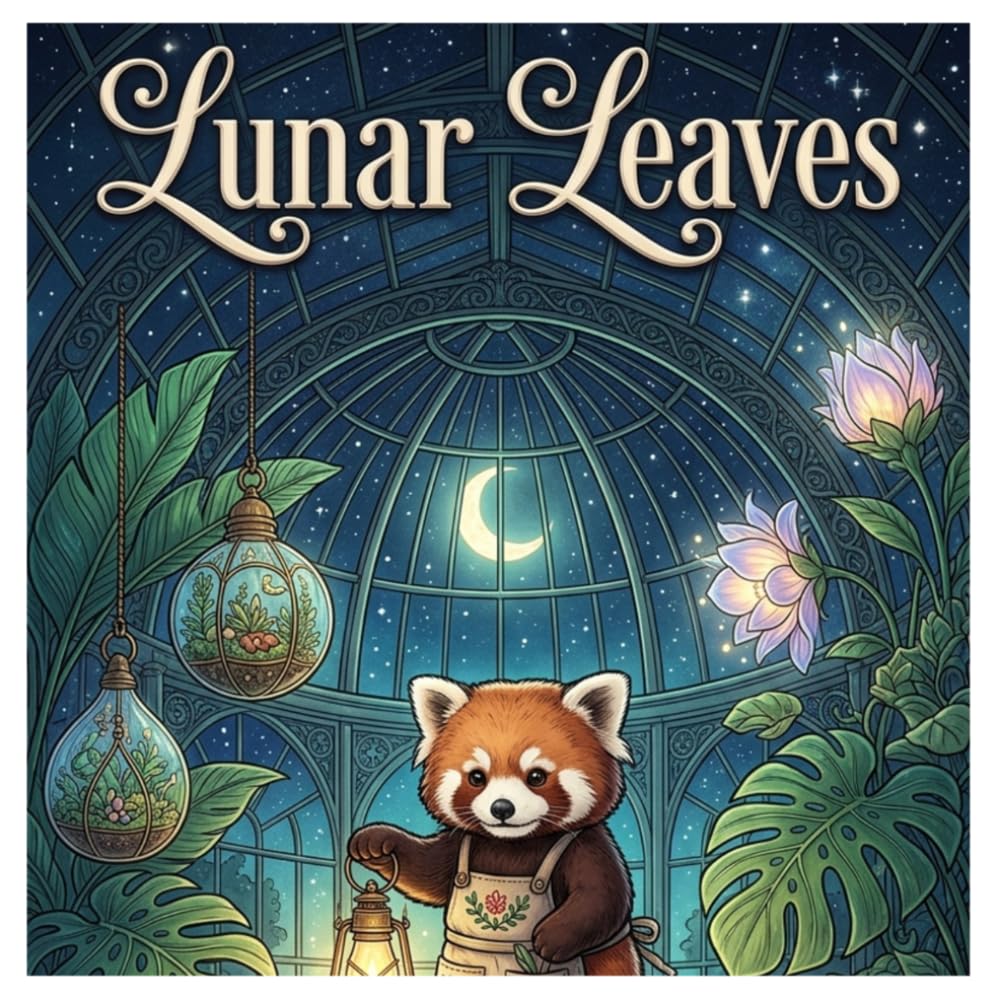 Lunar Leaves: The Midnight Gardener's Sanctuary: Whimsical Creatures and Glowing Blooms in Enchanted Glass Houses