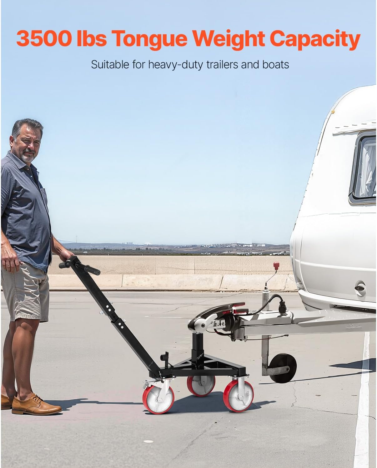 Happybuy Trailer Mover - 3500lbs Capacity, Adjustable Height, 2 inch Hitch Ball, Rotating Wheels, Ideal for RV Trailer Relocation