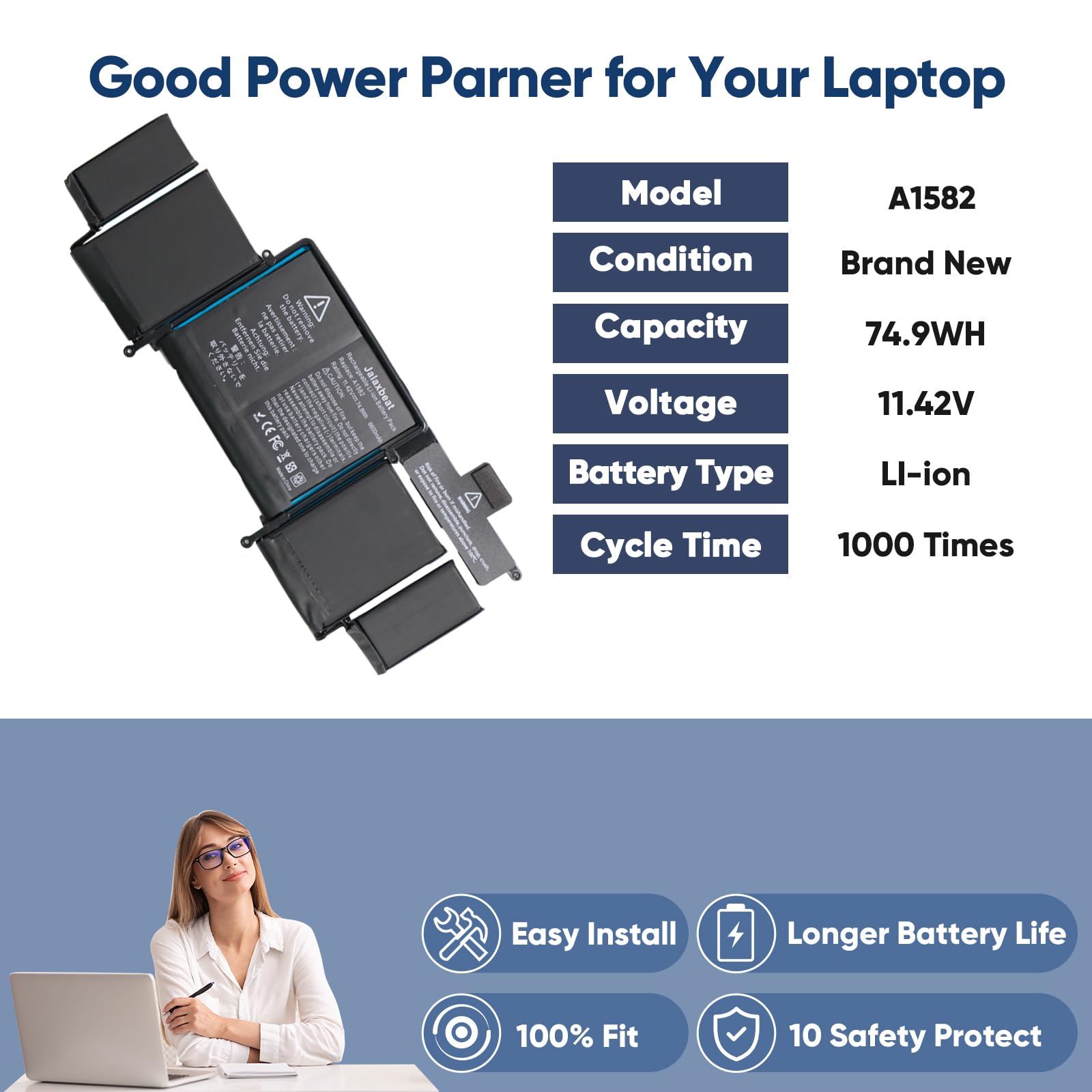 Amazon.com: Jalaxbeat A1502 A1582 Battery Replacement for MacBook