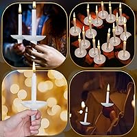Vista 6 de MTLEE 50 juegos de velas blancas de vigilia de iglesia a granel con protectores de goteo de velas de plástico para servicio de velas, Navidad
