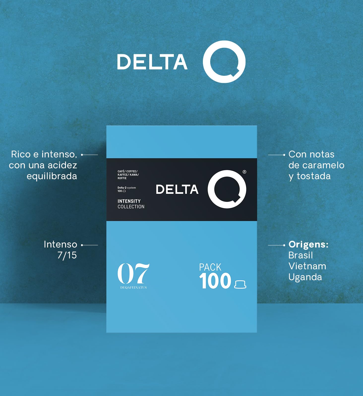 Delta Q Cápsulas de Café Molido DeQafeinatus Intensidad 7 Espresso Descafeinado Sabor Caramelo