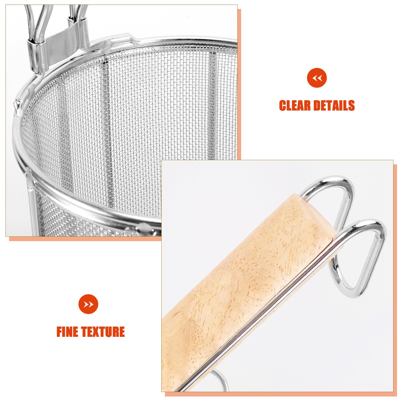 Genérico Colador y Freír Fideos de Acero Inoxidable con Mango de Madera de Pasta Resistente a Roturas, Cuchara Coladora Cómoda para Cocina en Olla Caliente