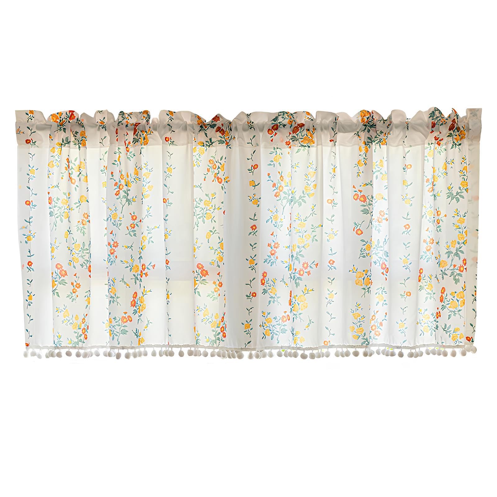 Voile Tende Corte per Piccola Finestre, Tenda Mezza Cucina Moderne, Semitrasparenti Tendina con Tasca per Bagno e Camera da Letto(W200xH120cm(W79xH47in))