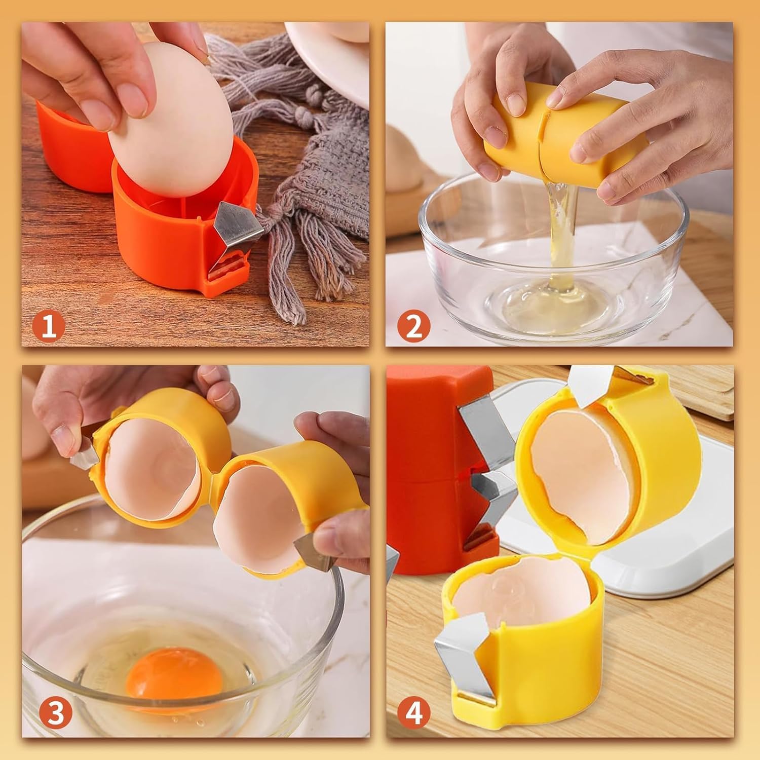 3Pcs Egg Shell Cracker Breaker Opener Peeler Remover Separator for Hard Boiled Raw Eggs,For Kitchen Hard Boiled Egg Peeler Cracking Appliance Tool Egg Shell Opener, Set of 3, Orange, Yellow, Pink
