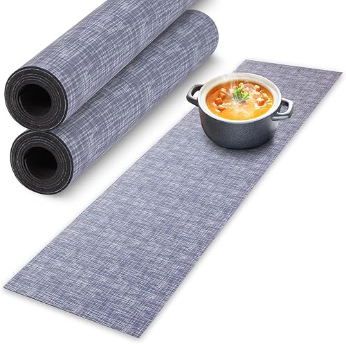 2 manteles individuales resistentes al calor para platos calientes de 12 x 40 pulgadas (color gris, 2 unidades)