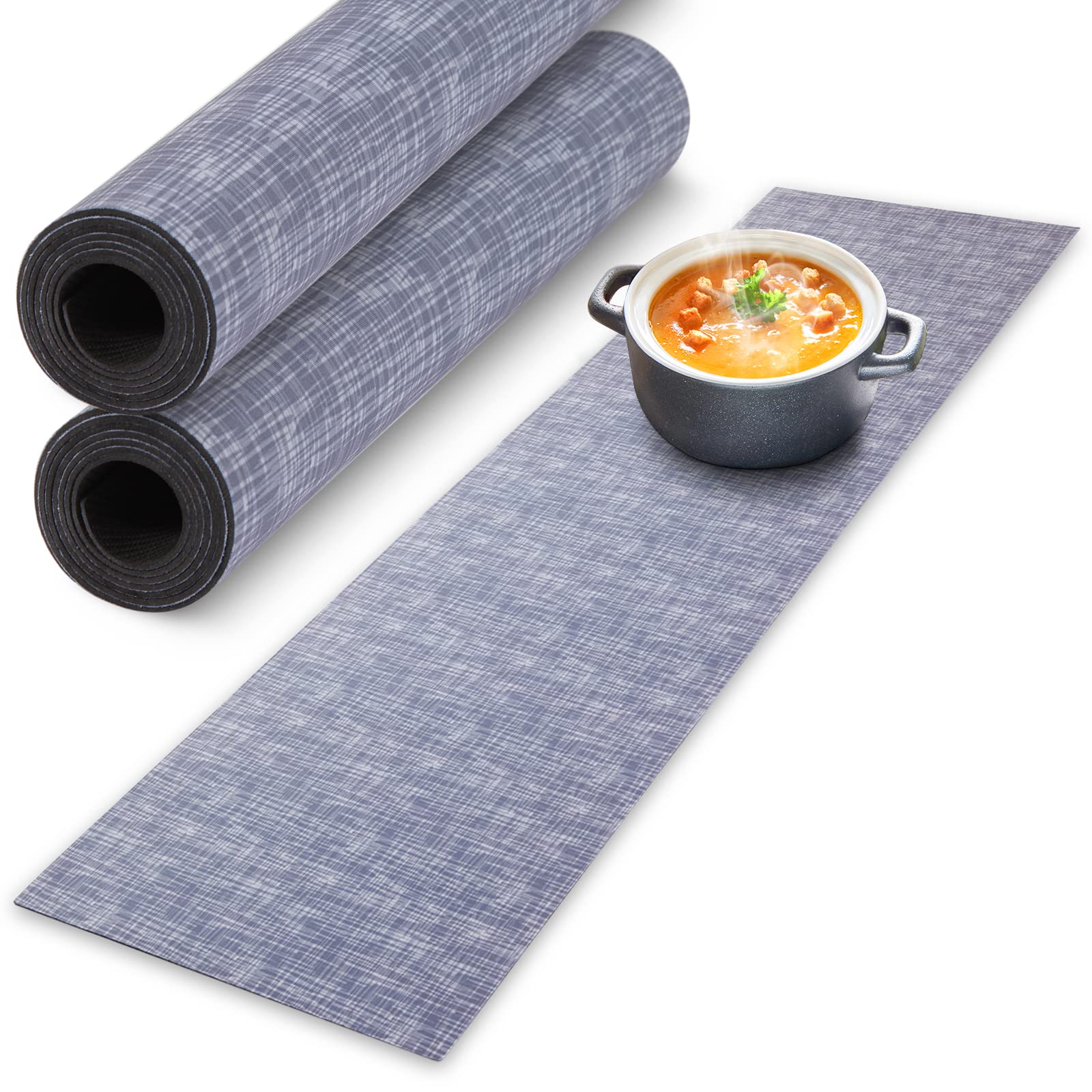 Yeload Grey 2 Pcs Trivet Table Runner Hot Plates Mat 12 X 40 Inch Heat Resistant Table Protector Waterproof Decorative Farmhouse Kitchen Trivets Counter Heat Proof Placemats For Hot Dishes (, 2 Pcs)