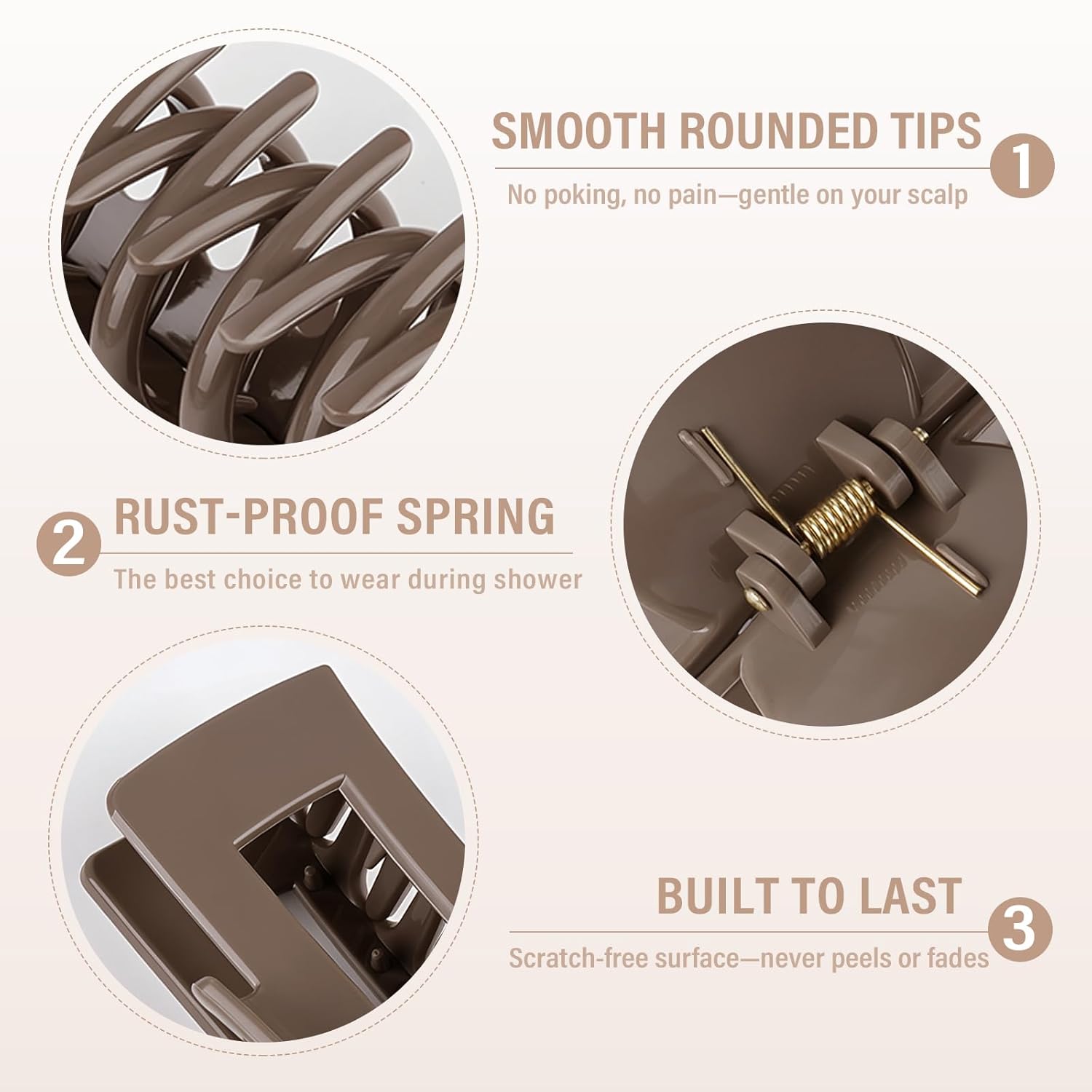 TOCESS Nylon Hair Claw Clips: Flexible & Unbreakable Safe Large Hair Claws for Thick/Thin Hair Women - Strong Hold 4 Pack 4.3 Inch Big Jaw Clips - Perfect Stocking Stuffers