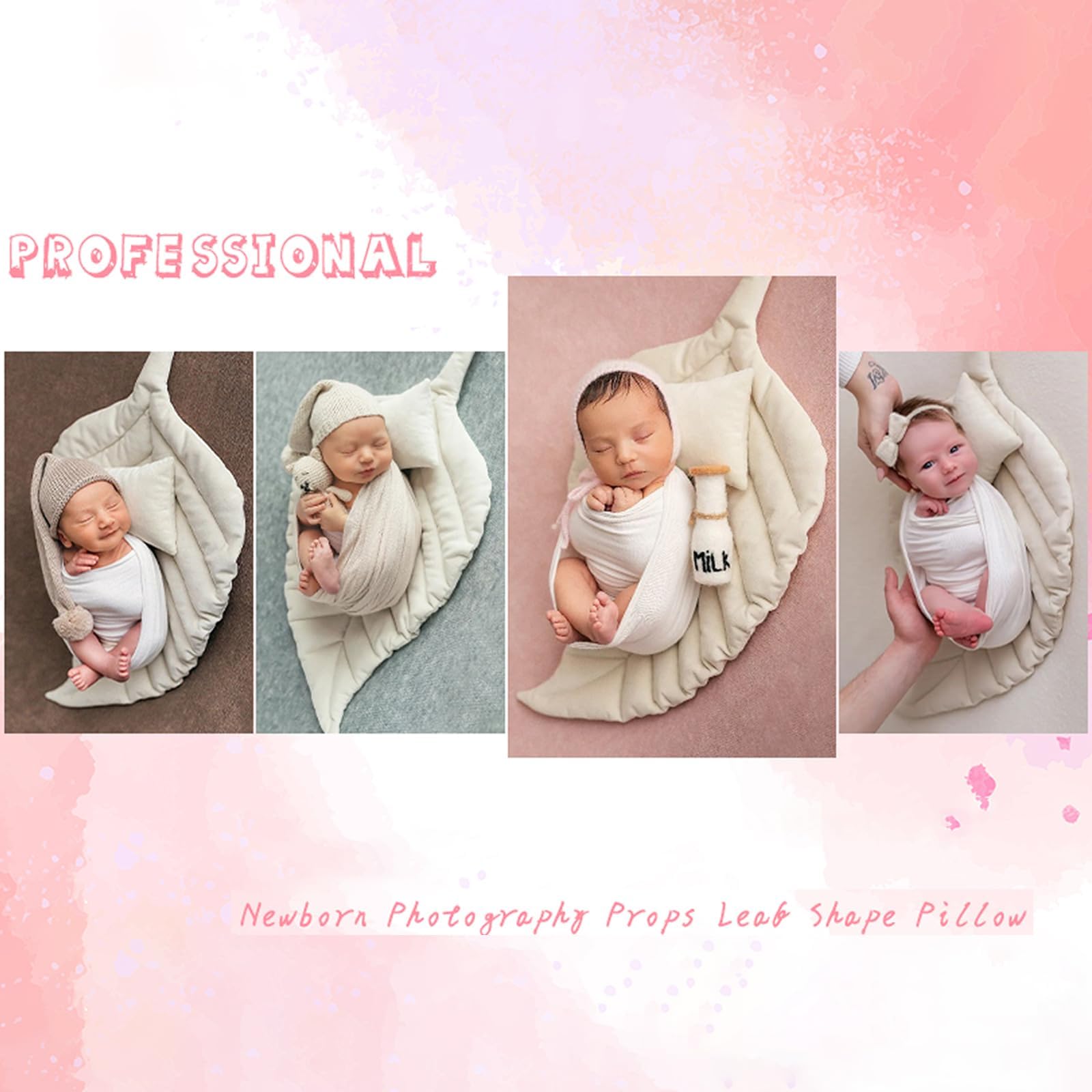 Ensemble de feuilles de coussin pour nouveau-né - Pour séance photo de bébé - Coussin de feuilles - Tapis de chambre d'enfant - Tapis de sol pour studio photo