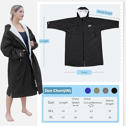 Miniatura 5 de Catalonia Parka de natación para hombres y mujeres, chaqueta de natación impermeable, cálida bata de poncho cambiante con forro de sherpa