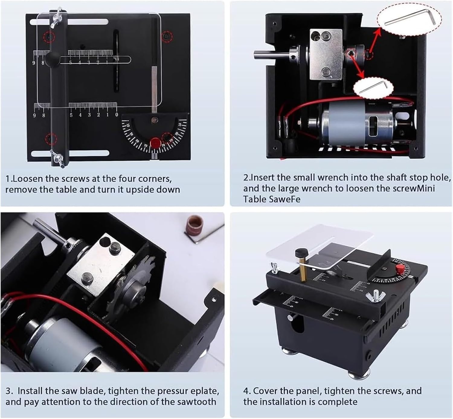 100w Mini Multi-Functional Table Saw, Mini Table Saw For Crafts, Adjustable 16MM/0.6in Cutting Depth,Adjustable Cutting Sanding Engraving Drilling All-in-One Machine(Cutting Grinding Soft Shaft Sleeve