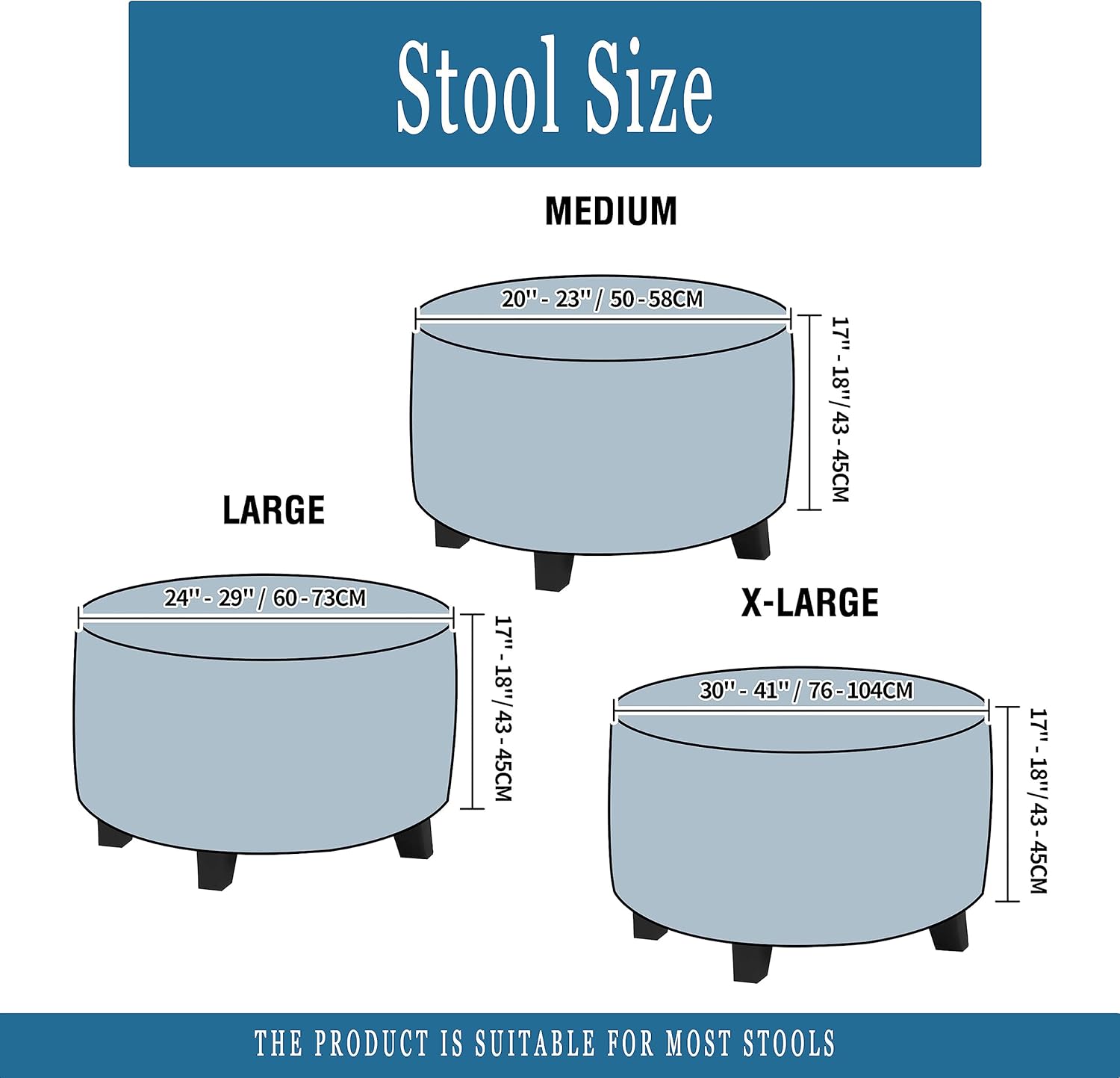 X-Large Taupe Velvet Round Stool Cover High Elastic Fit Ottoman Cover Footrest Cover for Living Room Bedroom (Taupe, X-Large)