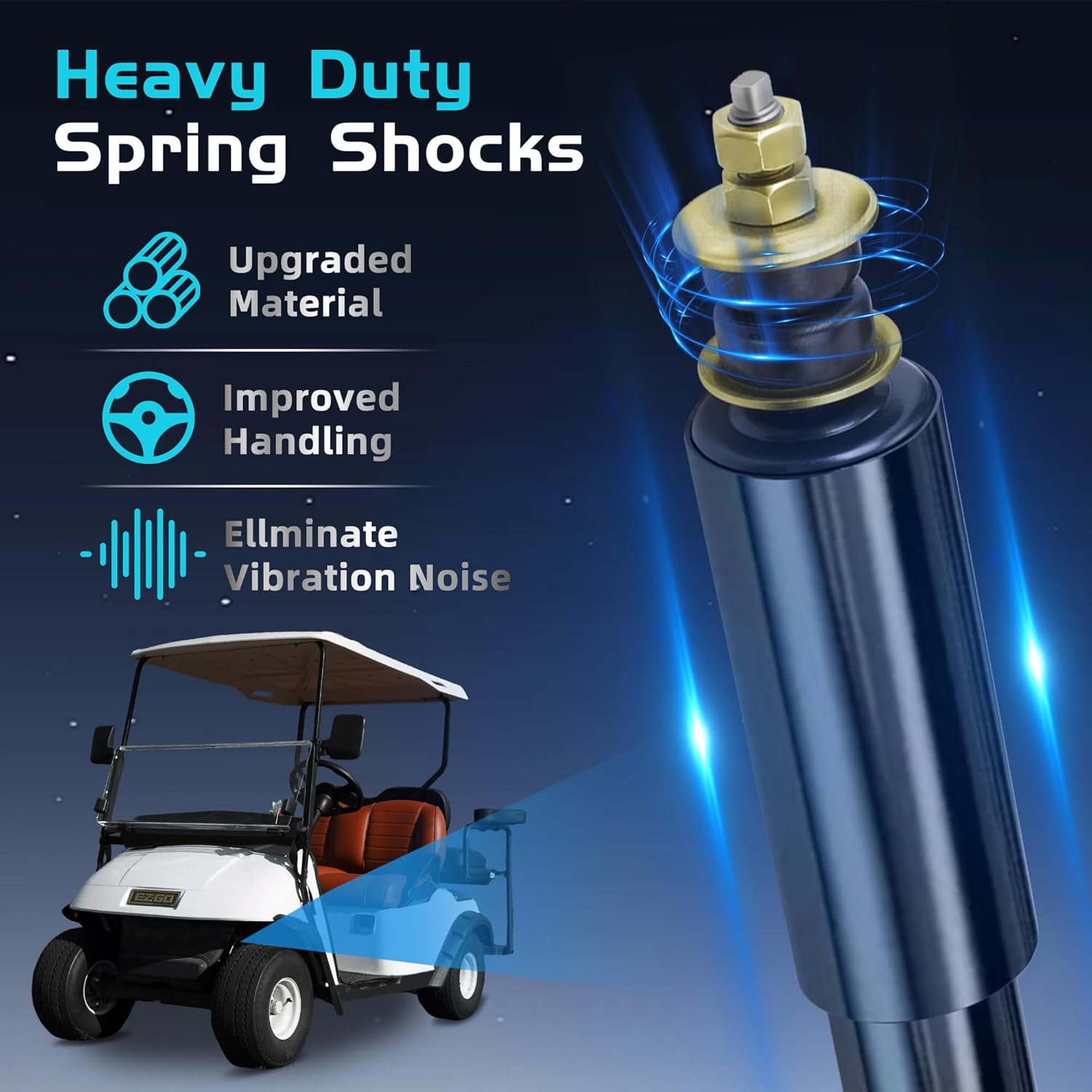 Golf Cart Shocks, Front Rear Shock Absorbers Kit for EZGO TXT/Medalist Gas and Electric 1994-up, Replaces OEM 76418-G01 70928-G01, Pack of 4