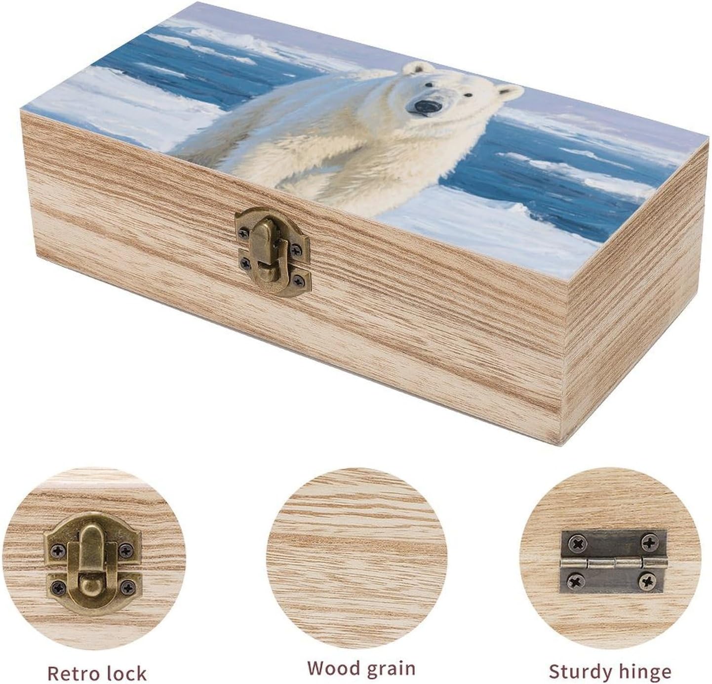 Arctic Polar Bear Wooden Gift Boxes Memory Box for Keepsakes image 3