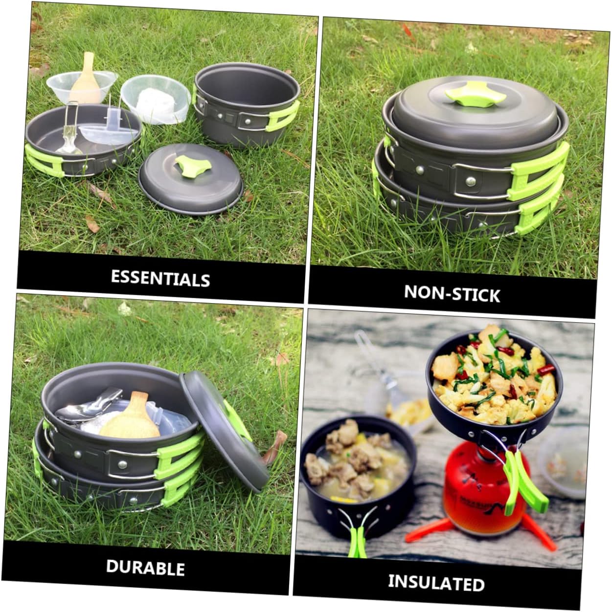 Toddmomy Camping Cookware Portable Cooking Pots with Folding Handle for Outdoor Activities Hiking and Picnics