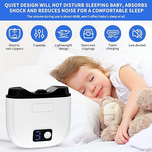 Miniatura 6 de 2026 New 3 in 1 Electric Nail Clipper for Thick Nails & Fragile Nails with Display, 3-Speed, LED Light & Storage, Rechargeable Electric Nail