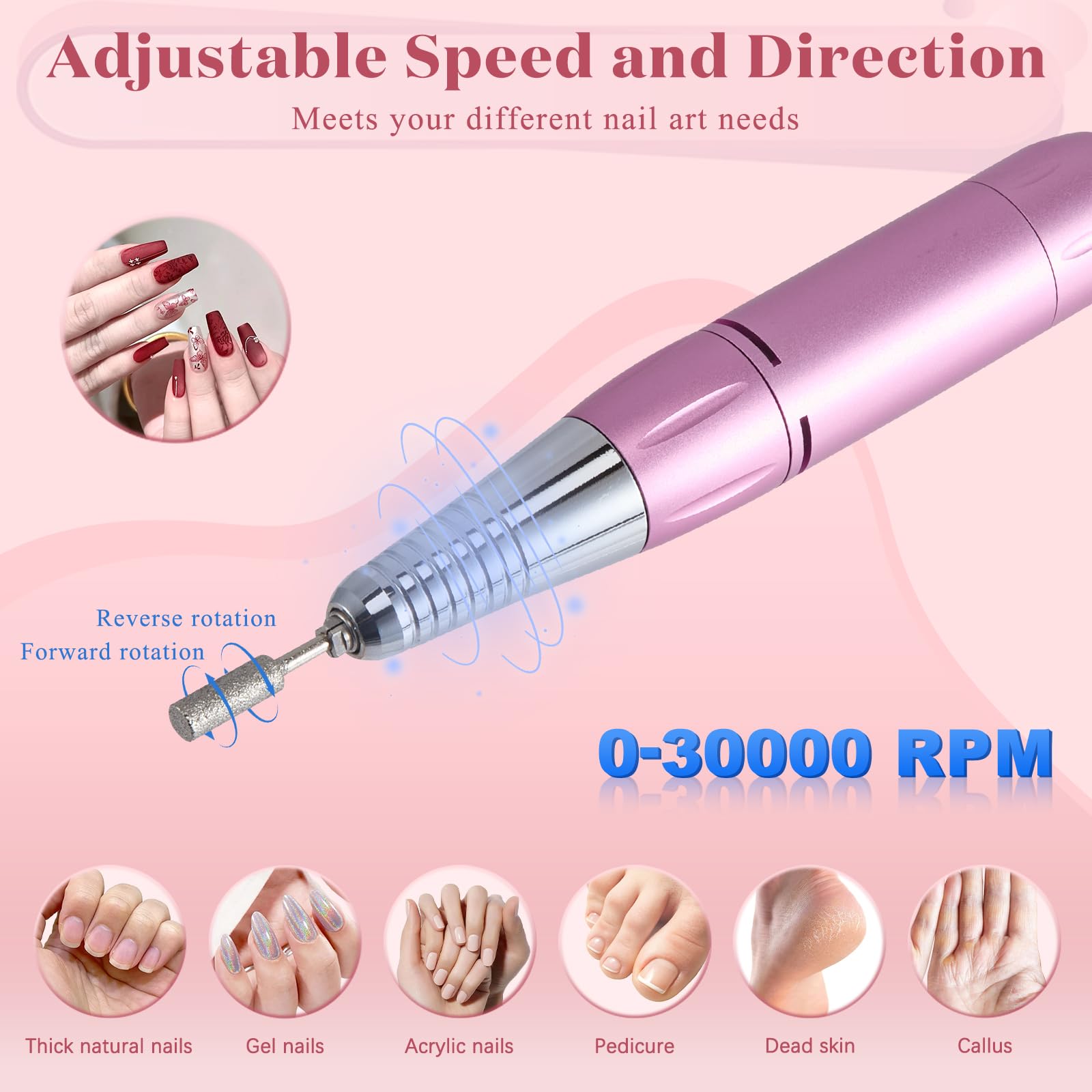 4-in-1 Multifunctional Nail Dust Collector with LED Light & 30000RPM Electric Nail Drill - Image 4