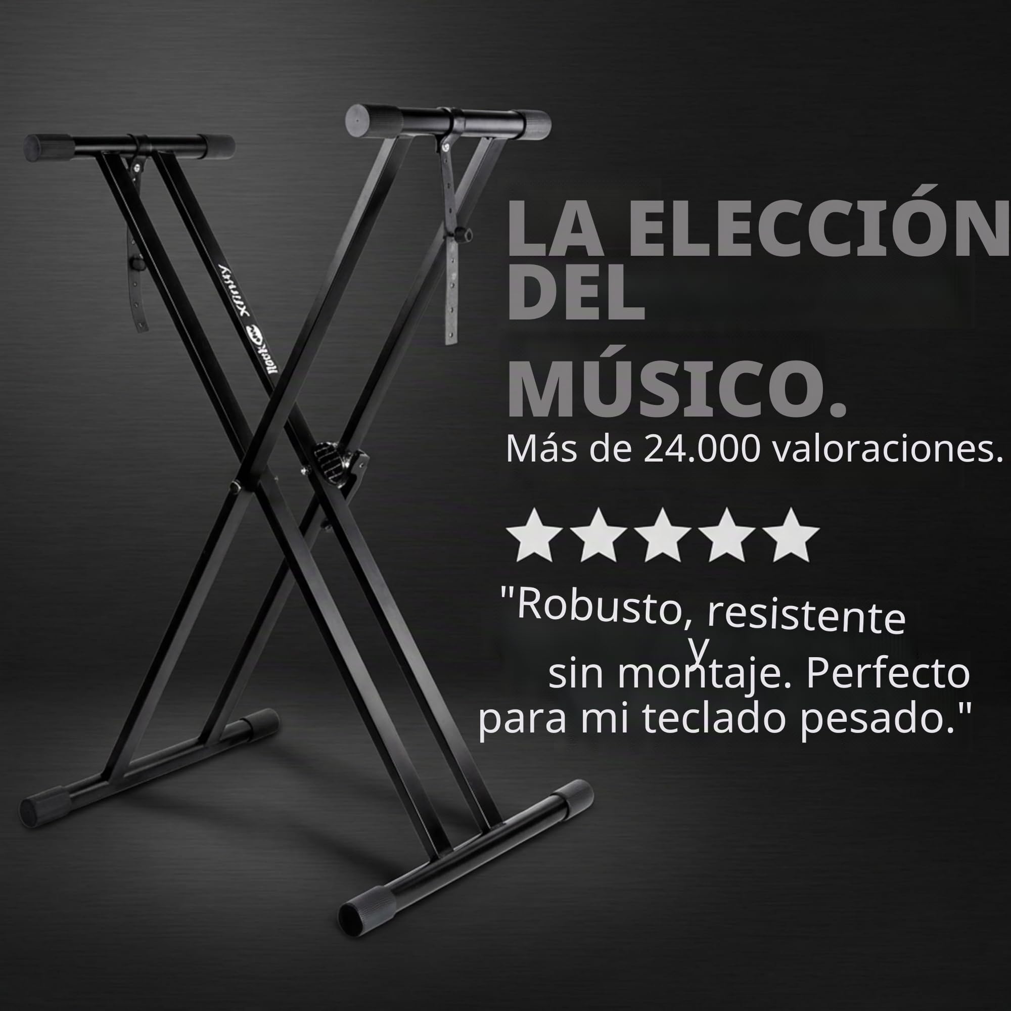 RockJam RJXX363 - Soporte de teclado ajustable con correas de bloqueo