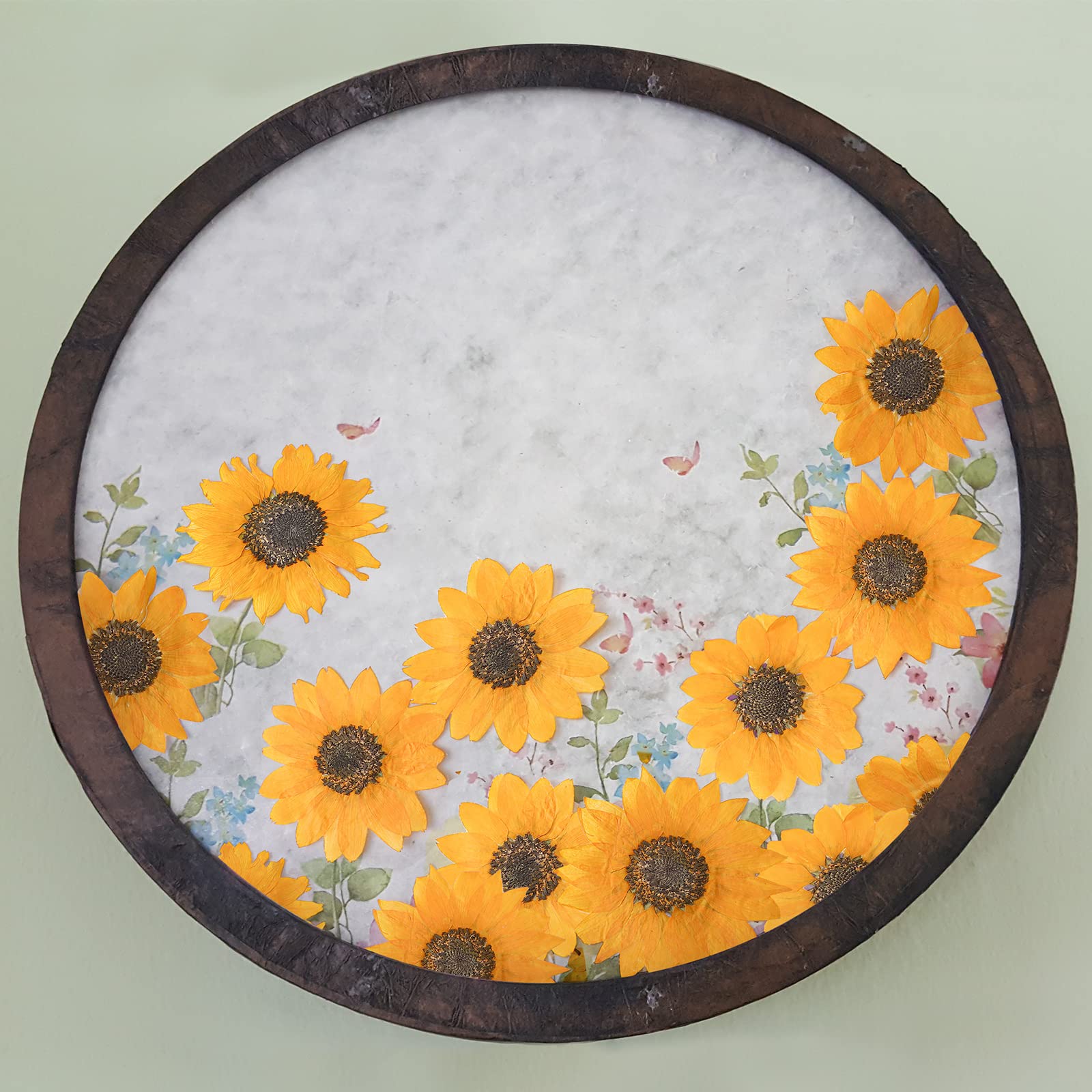 Gepresste Blumen zum Basteln, getrocknete, gepresste Sonnenblumen für Harz, Mini-Sonnenblumen, echte Natur, getrocknete Sonnenblumen, Großpackung, gelbe getrocknete Sonnenblumenblätter für Schmuck