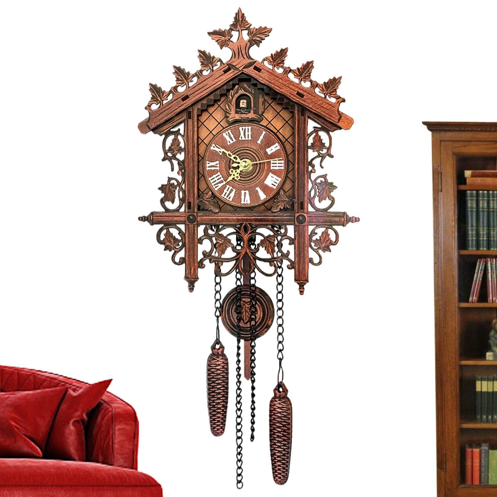 Horloge murale décoration fermière vintage en bois avec carillon horaire