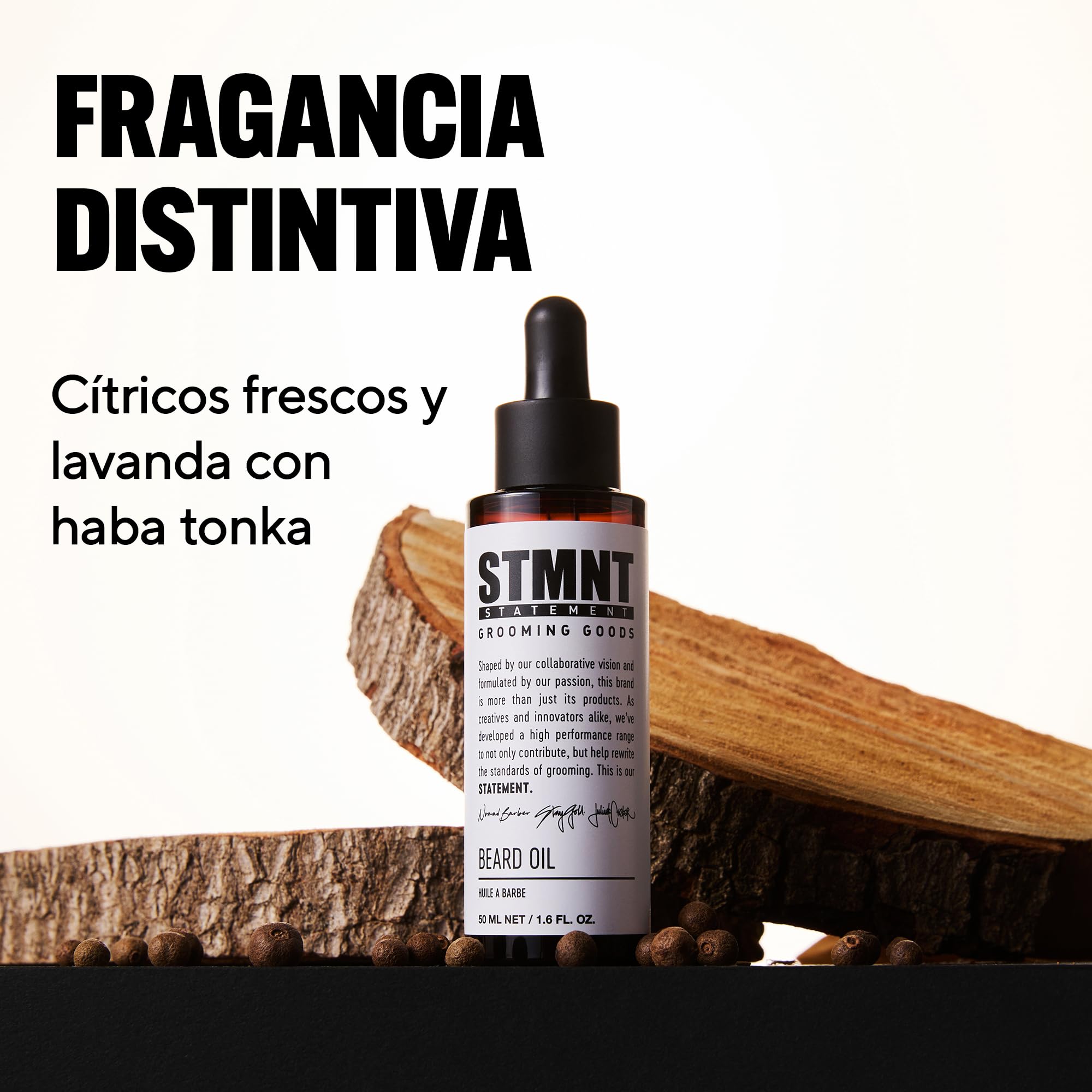 STMNT STATEMENT GROOMING GOODS Beard Oil - Aceite Barba Hombre - Hidratante - Natural - Cítricos y Madera 50 ml