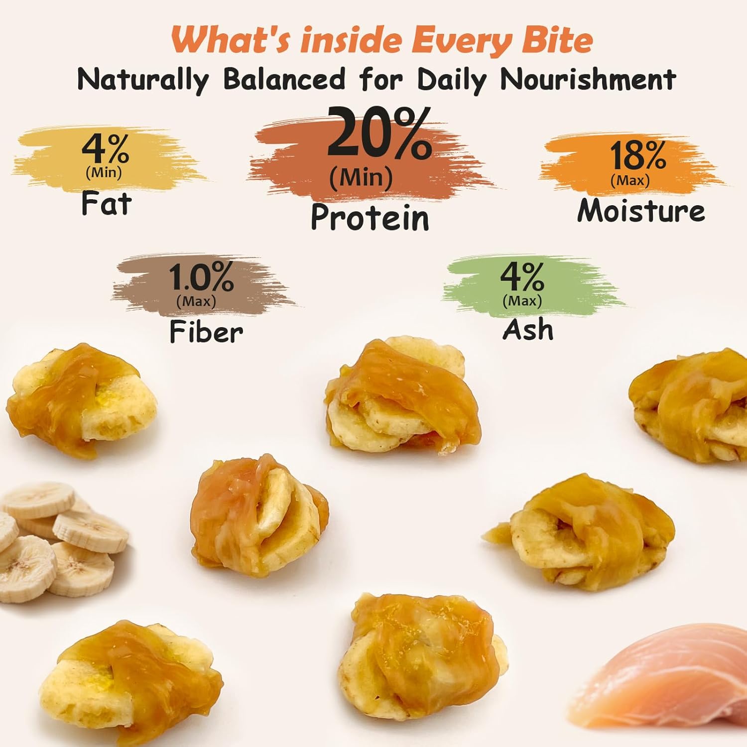 Chicken Wrapped Banana Dog Treats, Gluten and Grain Free Chicken Banana Chips, Healthy Chewy Dog Bites for Puppy and Small Dogs 2 Pound