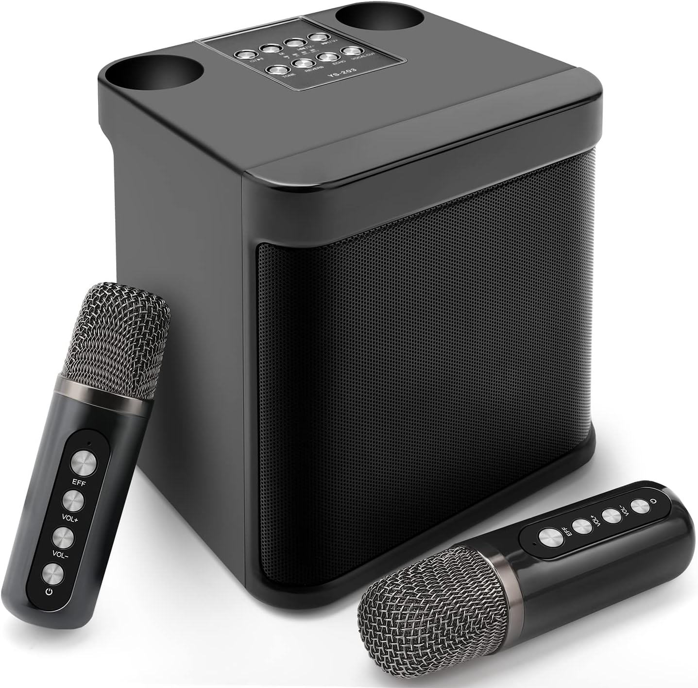 Karaoke Machine with 2 Wireless Microphone ,Portable Bluetooth Speaker with HD Sound PA System Support Echo and Vocal Cut ,USB,SD, AUX Input for Party, Meeting, Wedding, Home and Outdoor (Black)