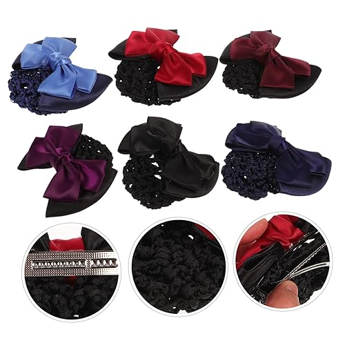 Miniatura 2 de FRCOLOR Juego de pinzas de malla para el cabello, 6 piezas, lazo para la cabeza, redecillas elásticas para moño elegante tocado