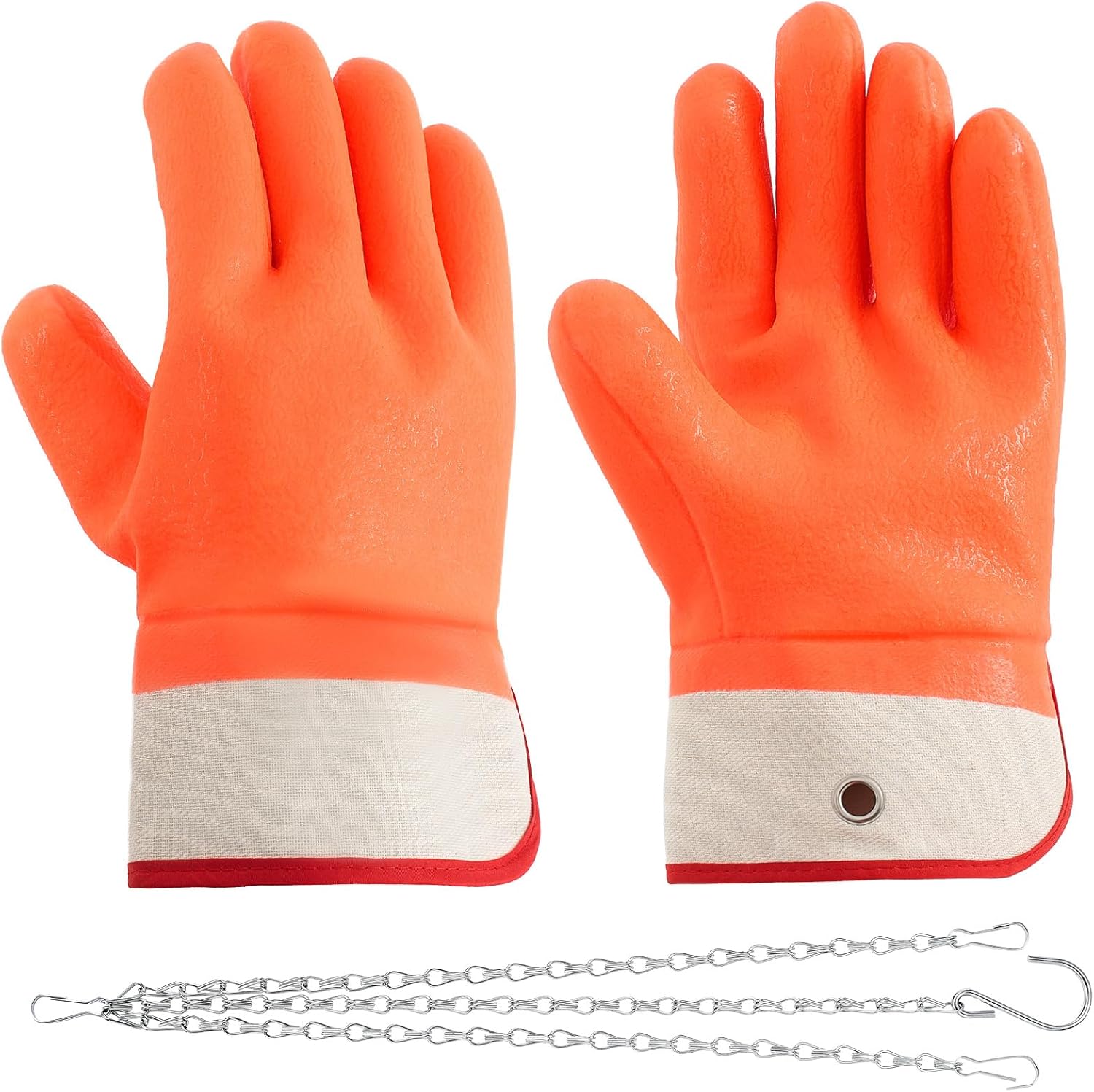 2 Pairs Propane Cylinder Handling Gloves with Chains Double Dipped PVC Forklift Propane Gloves Men Work Waterproof